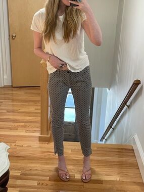 Gray Polka Dot Slim Ankle Trousers - Womens